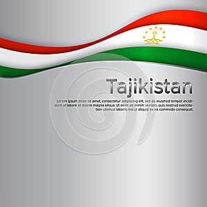 Abstract waving Tajikistan flag. National tajik poster. Creative metal background for design of patriotic holiday card. State