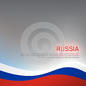 Abstract waving tricolor flag of Russia. Creative background for design of patriotic holiday card. National poster. State russian