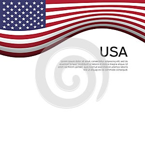 Abstract waving usa flag. Creative background for american patriotic holiday design. Business booklet, cover, banner in US colors