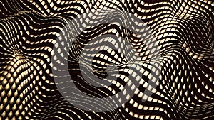 Abstract wavy 3D background, distorted  gold square shapes mosaic