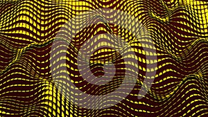 Abstract wavy 3D background, distorted  gold square shapes mosaic