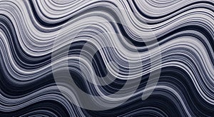 Abstract Wavy Background with Flowing Lines of Dark Blue and Light Gray Shades Creating a Dynamic Pattern