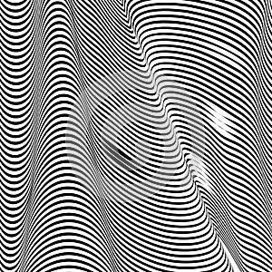 Abstract wavy background, optical art, opart striped