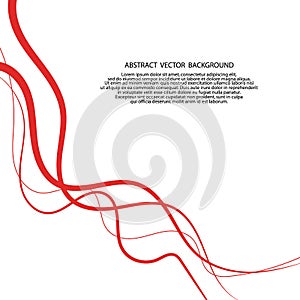 Abstract wavy background. Red lines on a white background. eps 10