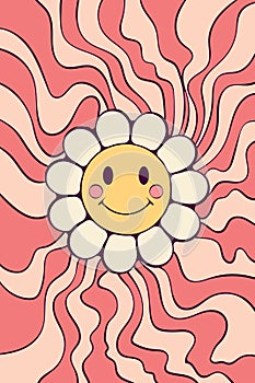 Abstract wavy background with smiling flower