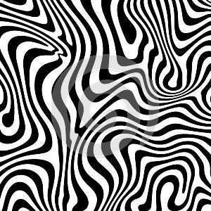 Abstract Wavy Black and White Optical Pattern