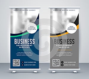 Abstract wavy business standee rollup banner design