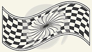 Abstract Wavy Checkerboard, Dynamic Optical Pattern, vector design Generative AI