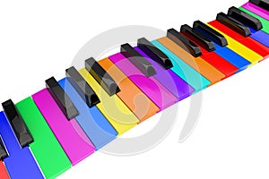 Abstract Wavy Colorful Piano Keyboard. 3d Rendering