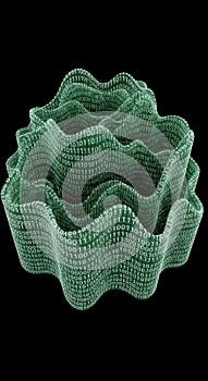 Abstract Wavy Digital Data Landscape of Binary Code