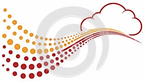 Abstract wavy dotted path with a cloud, symbolizing ideas and flow. vector design Generative AI