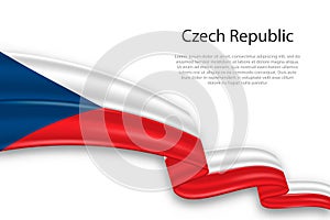 Abstract Wavy Flag of Czech Republic on White Background