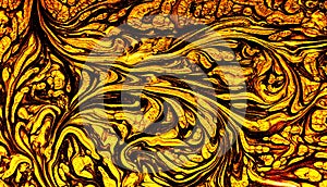 Abstract wavy gold background. Yellow blur, movement. Vector illustration.