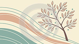 Abstract Wavy Landscape with a Sparse Tree, vector design Generative AI
