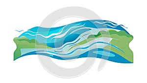 Abstract Wavy Landscape with Water Elements, vector design Generative AI