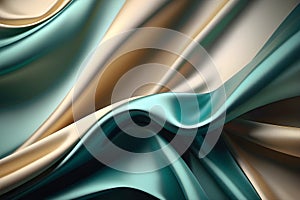 abstract wavy layers in cream and teal colors, ideal for backgrounds and textures