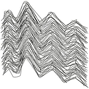 Abstract wavy line pattern. Chaotic scribble Vector texture. Artistic distortion graphic. White background element.