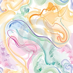 Abstract wavy lines. Beautiful seamless watercolored texture. Endless pattern in bright spring style. Flowing waves abstraction. photo