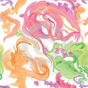 Abstract wavy lines. Beautiful seamless watercolored texture. Endless pattern in bright spring style. Flowing waves abstraction. photo
