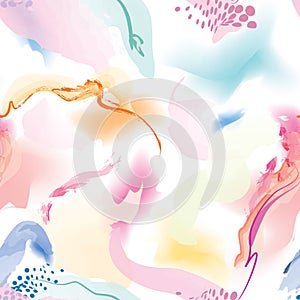 Abstract wavy lines. Beautiful seamless watercolored texture. Endless pattern in bright spring style. Flowing waves abstraction. photo