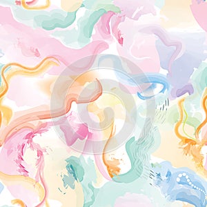 Abstract wavy lines. Beautiful seamless watercolored texture. Endless pattern in bright spring style. Flowing waves abstraction. photo