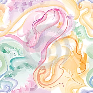 Abstract wavy lines. Beautiful seamless watercolored texture. Endless pattern in bright spring style. Flowing waves abstraction. photo