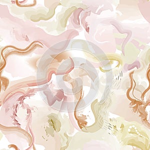 Abstract wavy lines. Beautiful seamless watercolored texture. Endless pattern in bright spring style. Flowing waves abstraction. photo