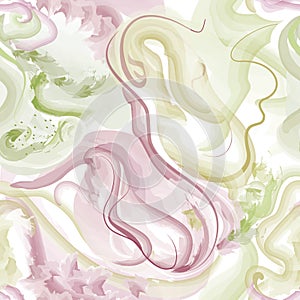 Abstract wavy lines. Beautiful seamless watercolored texture. Endless pattern in bright spring style. Flowing waves abstraction. photo