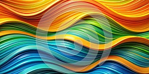 Abstract Wavy Lines in Blue, Green, and Yellow A 3D Rendered Composition photo