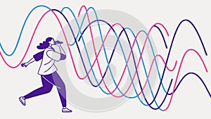 Abstract Wavy Lines: Dynamic Sound Wave Visualization, vector design Generative AI