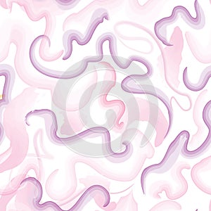 Abstract wavy lines seamless pattern. Spring organic texture with flowing wavy shapes. Beautiful watercolored background