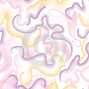 Abstract wavy lines seamless pattern. Spring organic texture with flowing wavy shapes. Beautiful watercolored background photo