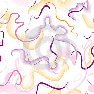 Abstract wavy lines seamless pattern. Spring organic texture with flowing wavy shapes. Beautiful watercolored background photo