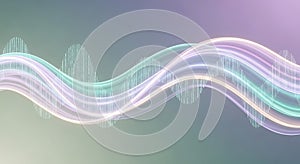 Abstract wavy lines and sound wave graph against a gradient background