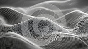 Abstract wavy mesh grid surface digital rendering