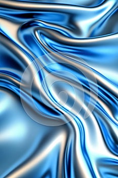 Abstract Wavy Metallic Silver and Blue Texture Surface Pattern Ideal for Art and Design Projects