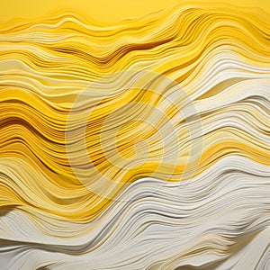Abstract Wavy Paper Cut Background In Yellow And White