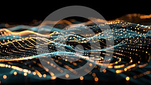 Abstract Wavy Particle Stream, Data Visualization Concept
