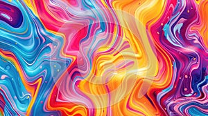 Abstract wavy pattern background with texture of vibrant colorful liquid paint