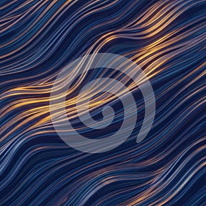 Abstract wavy pattern in blue and gold