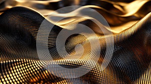 Abstract Wavy Pattern of Interconnected Golden Dots