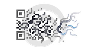 Abstract Wavy QR Code Digital Distortion, vector design Generative AI