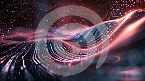 Abstract Wavy Red and Blue Lights on a Dark Background