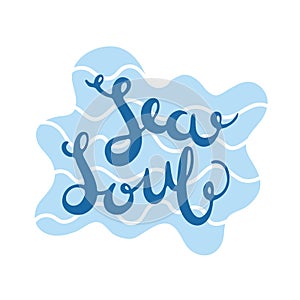 Abstract Wavy Shape with Sea Soul Lettering