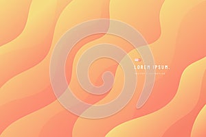 Abstract wavy shape on yellow, light orange, pink background. Modern curve pattern pastel color. You can use for cover brochure