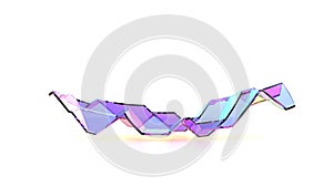 abstract wavy shapes form with colorful glass glossy surface. Isolated on white background.