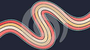 Abstract Wavy Striped Path on Dark Background, vector design Generative AI