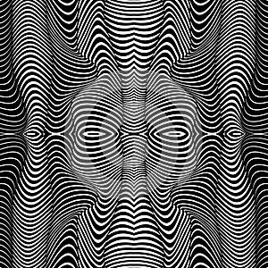 Abstract wavy stripes pattern. Beautiful geometric wave texture. Fashion black and white wave design.
