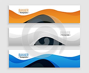 Abstract wavy style modern web banner set