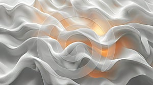 Abstract wavy texture in white with soft orange light,. Generated AI